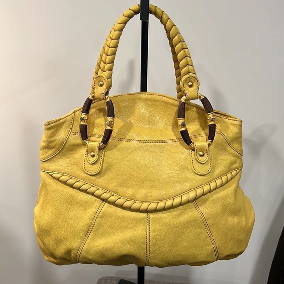 Handbags - VALENTINO Authentic Braided Mustard Yellow Satchel Handbag Purse Vintage w/ tags